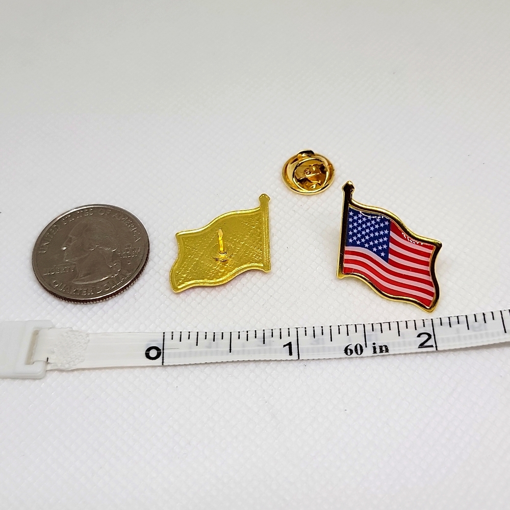 American Flag Lapel Pin Set of 2 Red White Blue Patriotic Pins New - Picture 7 of 10